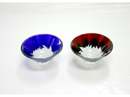 彫刻硝子赤富士祝杯セット