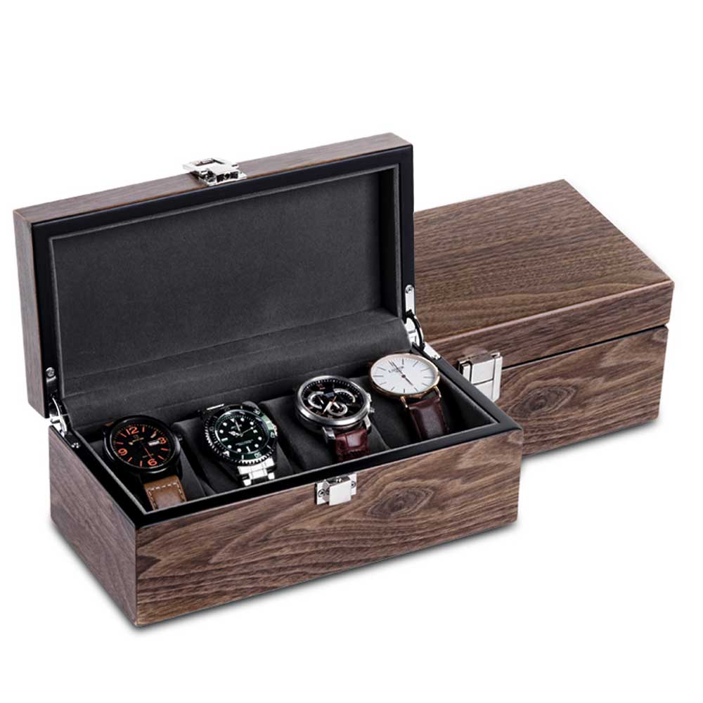 エスプリマ ウォッチケース 4本 収納 ES5304WD ブラウン 木目 濃茶 木製 時計収納ケース 時計ケース コレクションケ…