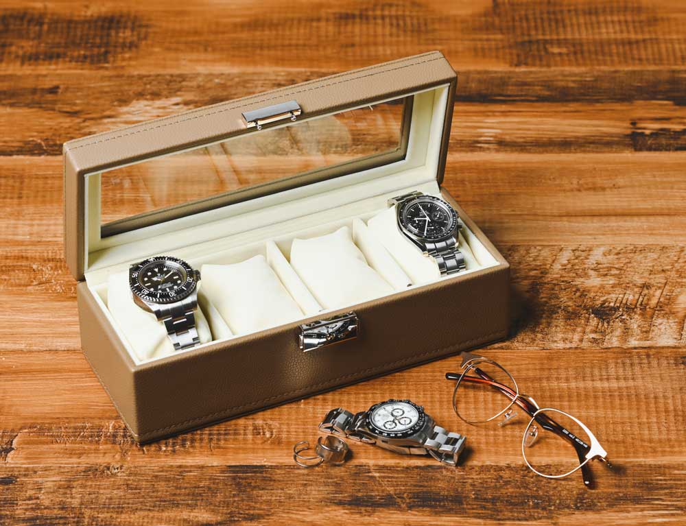 エスプリマ ウォッチケース 4本 収納 SE83520BE ベージュ 合皮 時計収納ケース 時計ケース コレクションケース コレ…