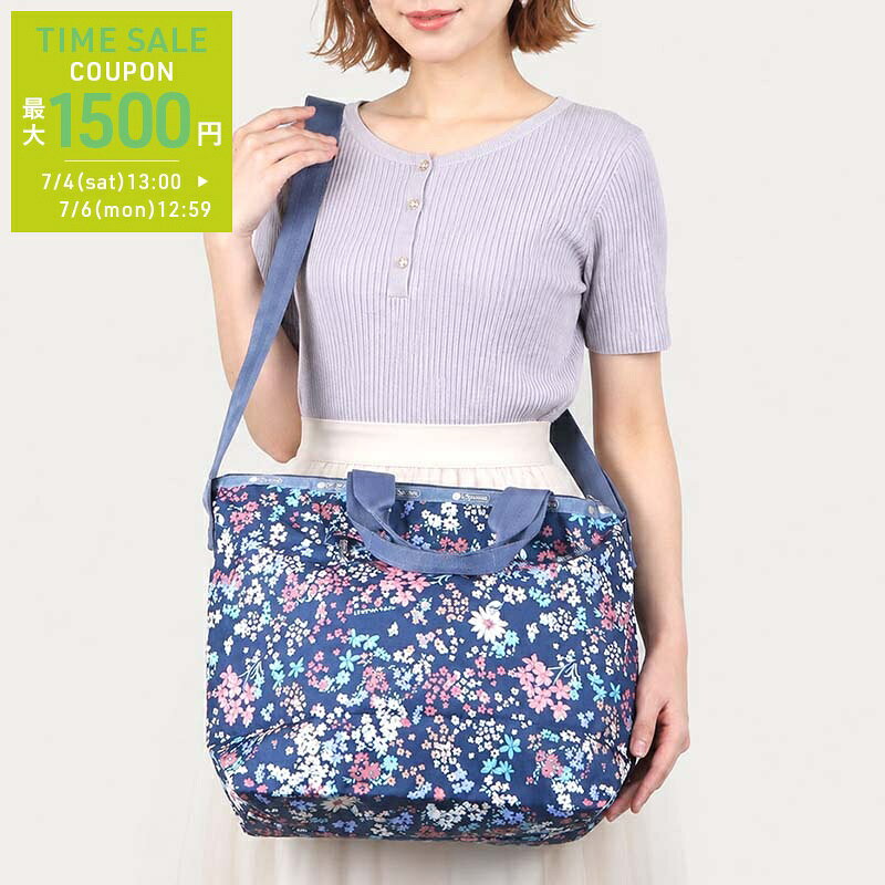 《最大1500円OFFクーポン_6日12:59迄》レスポートサック LeSportsac トートバッグ ショルダーバッグ レディース DELUXE EASY CARRY TOTE 2WAY 花柄 ブルー系 4360 E718 ブランド