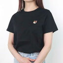 メゾンキツネ MAISON KITSUNE Tシャツ レディース 半袖 FOX HEAD PATCH クルーネック ブラック XS ブランド