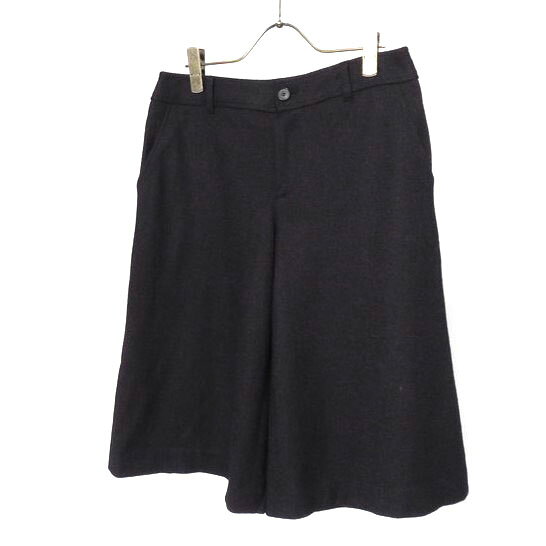 樂天商城 - 【美品】LAUTREAMONT ロートレアモン キュロットパンツ ウール混 ハーフ ショート パンツ ボトムス 裏地付き サイズ 40 黒 ブラック レディース