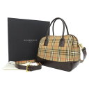 ボストンバッグ BURBERRY バーバリー ノバチェック柄 キャンバス×レザー 2WAY ハンドバッグ ミニボストンバッグ ショルダーバッグ