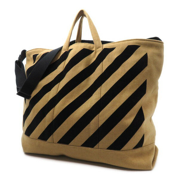 Off-White オフホワイト スラッシュ 斜めストライプ 柄 ツイード ウール 2WAY トートバッグ ショルダーバッグ