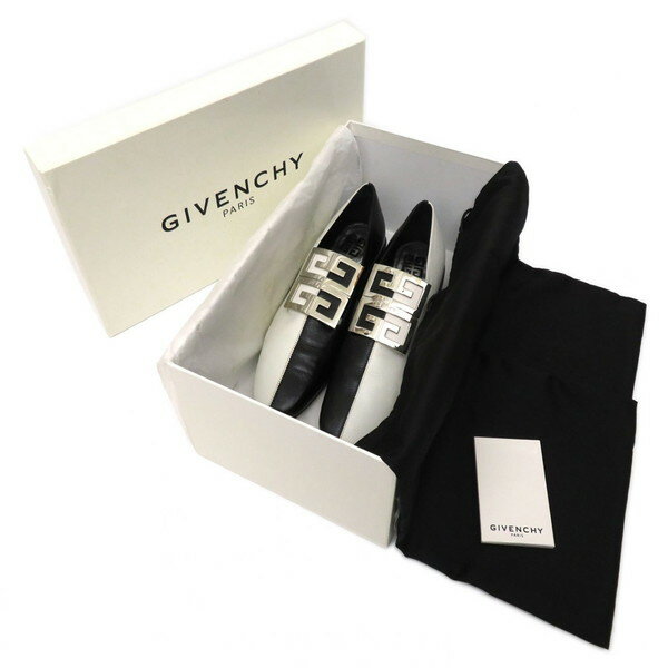 樂天商城 - 【美品】GIVENCHY ジバンシィ 4Gロゴ金具 バイカラー 本革 レザー シューズ パンプス ローファー