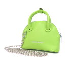 【美品】フェイクレザー 2WAY ジップ ミニ ハンドバッグ チェーン ショルダーバッグ ミニバッグ 肩掛け カバン 薄緑 ライトグリーン Y2K レディース
