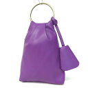 【極美品】AMERICAN HOLIC アメリカンホリック メタル リングハンドル ゴールド金具 フェイクレザー 縦型 ハンドバッグ ポーチ ミニバッグ パーテ...
