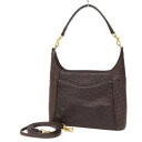 【美品】高級 リアル 駝鳥 ダチョウ革 オーストリッチ レザー ゴールド金具 2WAY ジップ ワンハンドル ハンドバッグ ショルダーバッグ ワンショルダーバッ...