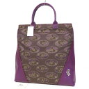 【未使用】PELLE BORSA ペレボルサ ロゴマーク モノグラム 総柄 ナイロン×シボ革 レザー シルバー金具 スクエア トートバッグ 縦型 カバン 手提げ...