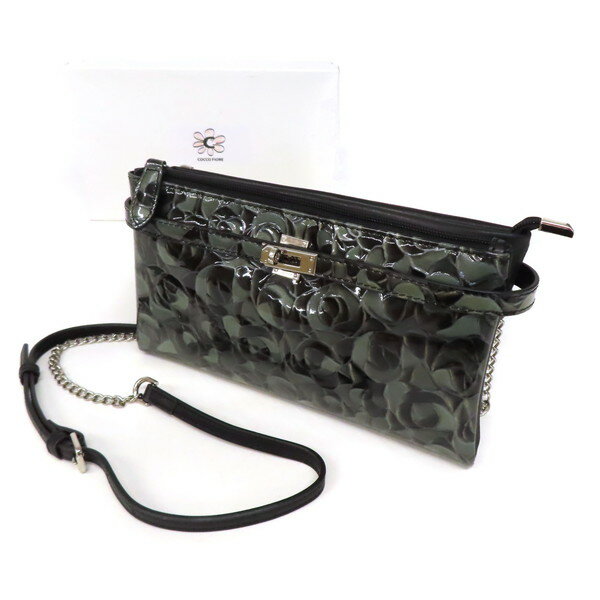 COCCO FIORE【コッコフィオーレ ショルダーバッグ・財布セット 黒色】型押しレザー/未使用タグ付き♪/K7236 コッコフィオーレ ショルダーバッグの通販