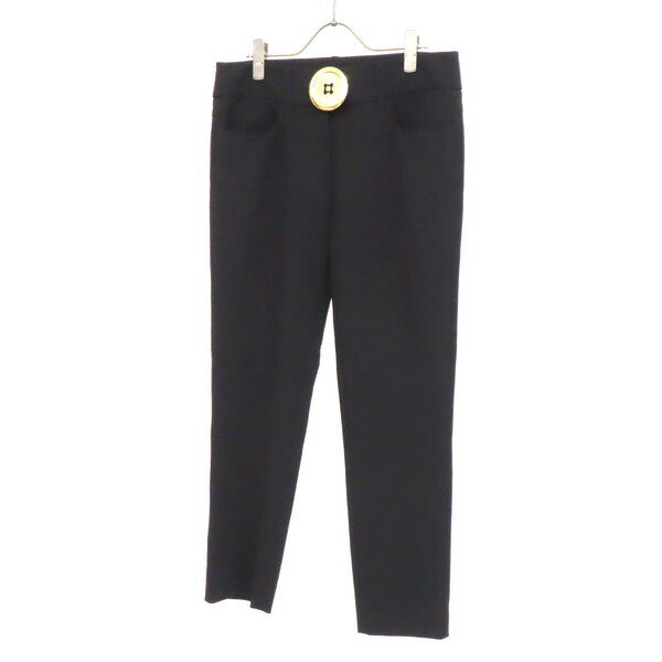 樂天商城 - 【美品】MOSCHINO モスキーノ テーパード パンツ ストレッチ BIGボタン スラックス トリアセテート ポリエステル size42 黒 ブラック レディース