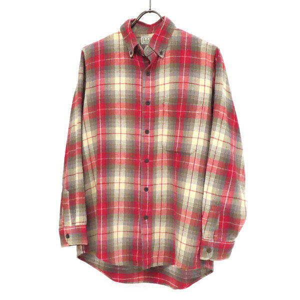 樂天商城 - 【中古】L.L.Bean エルエルビーン ボタンダウンシャツ ネルシャツ 長袖 チェック柄 コットン 100% Sサイズ 赤 レッド系 USA製 80年代 ヴィンテージ メンズ