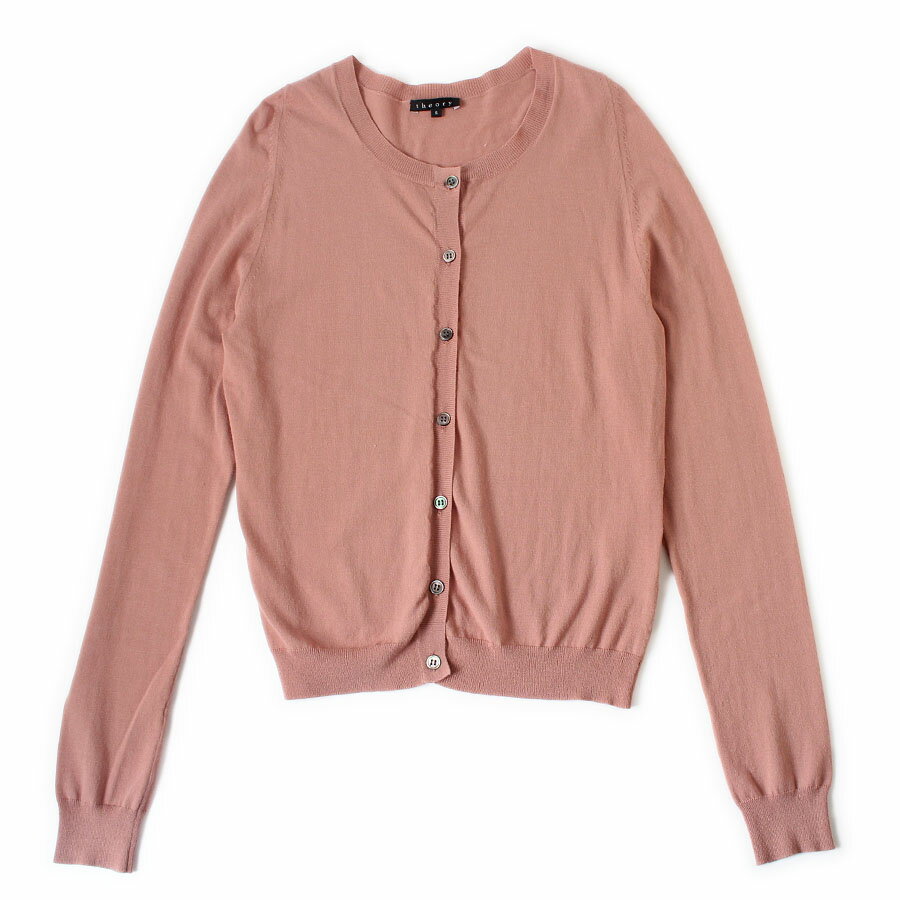 【未使用タグ付き】theory セオリー 長袖 カーディガン S くすみピンク 小傷有り(4.0)