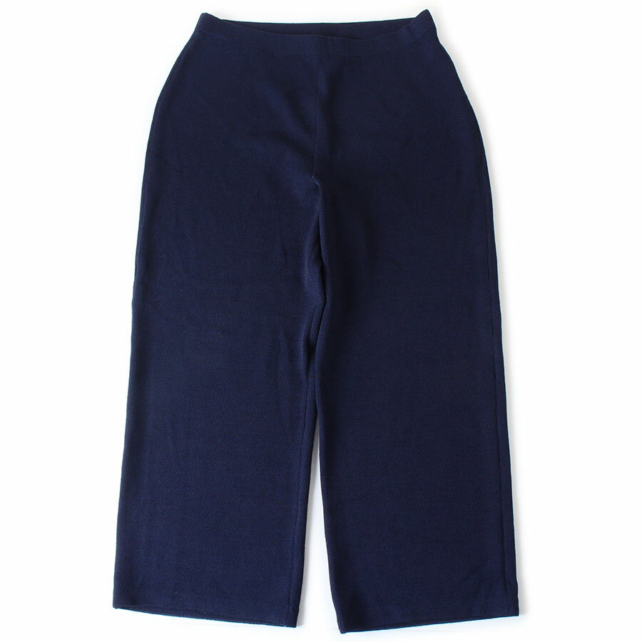 樂天商城 - 【美品】ST.JOHN セントジョン ニット ワイドパンツ ネイビー 紺 12 総ゴム ウール混