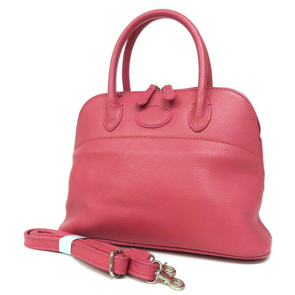 樂天商城 - 【極美品】GRACE シボ革 レザー 2WAY ハンドバッグ トートバッグ ショルダーバッグ ラウンドジップ 斜め掛け クロスボディ ピンク レディース