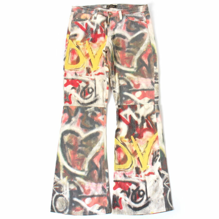 樂天商城 - VERSACE ヴェルサーチ フレア デニムパンツ 総柄 イタリア製