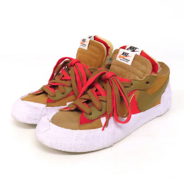 樂天商城 - 【美品】 NIKE×sacai ナイキ×サカイ BLAZER LOW ブレーザー ロー レザー ローカット スニーカー シューズ US9 EUR42.5 茶 ブラウン メンズ
