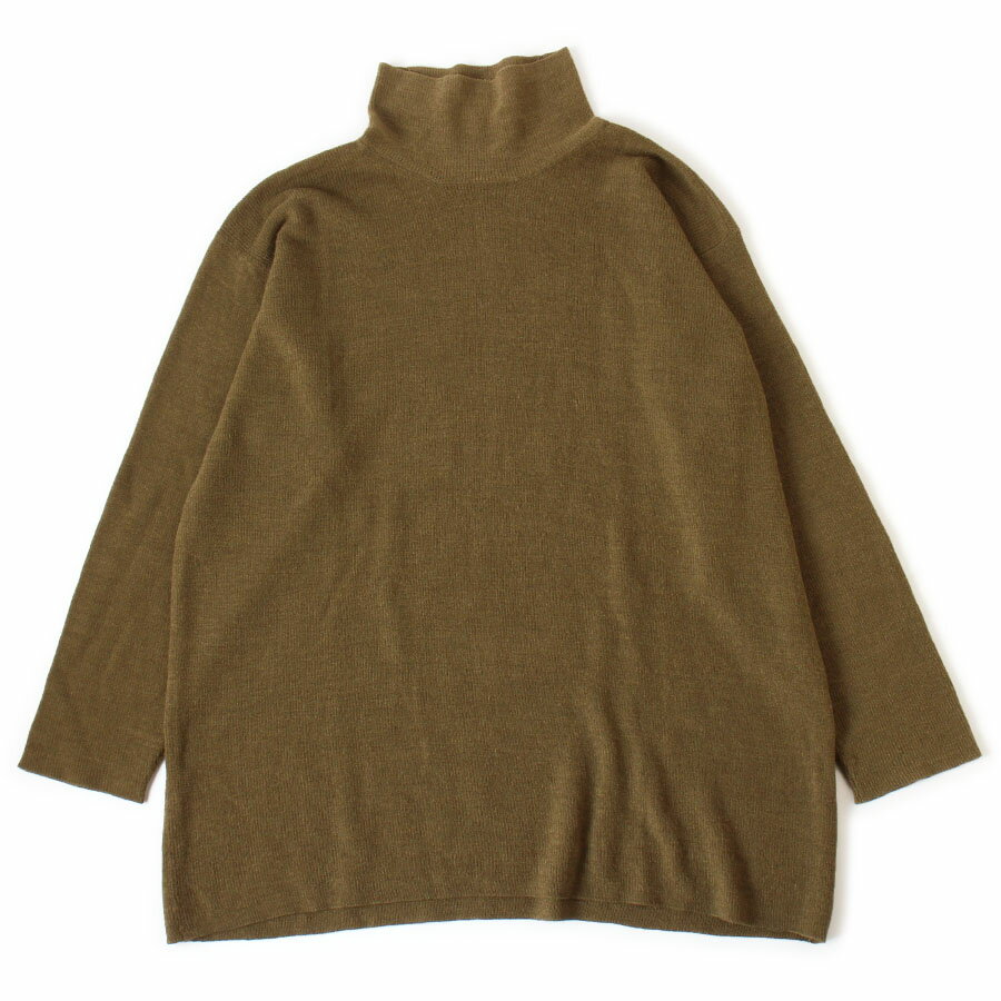 樂天商城 - 【美品】Jurgen Lehl ヨーガンレール 長袖 ハイネック ニット セーター チュニック カーキ ウール M レディース