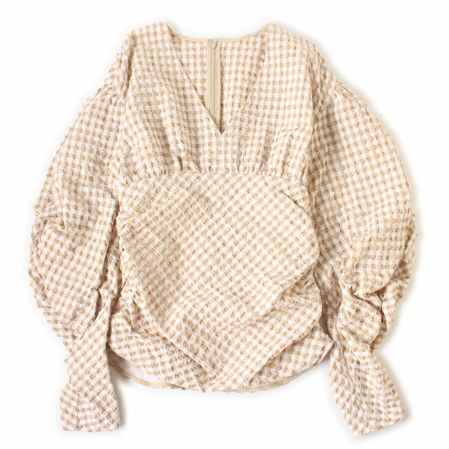 樂天商城 - 【美品】IRENE アイレネ チェック柄 カットソー チュニック ブラウス36 ベージュ×ホワイト 日本製
