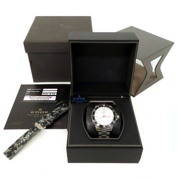 樂天商城 - 【美品】EDOX エドックス クロノラリーS 84300 腕時計 シルバー スイス製 メンズウォッチ ダイバーズ 稼働品 替えベルト付き