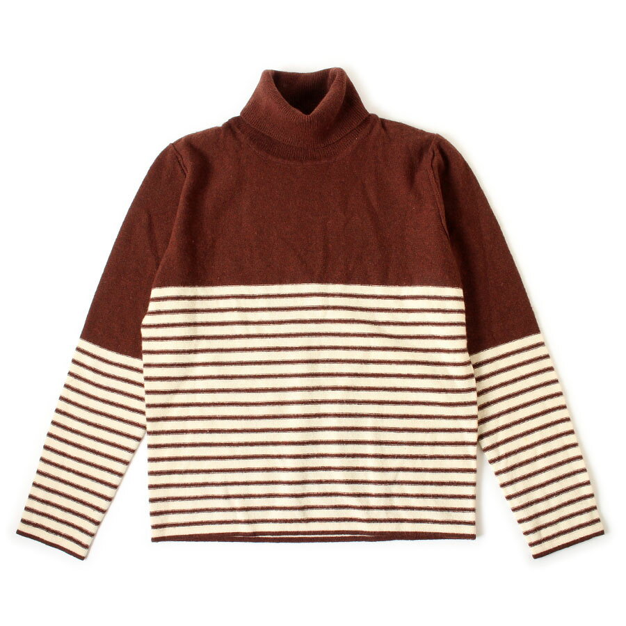 Rakuten - INSCRIPTION RYKIEL インスクリプション リキエル タートル ニット セーター ウール ボーダー柄 ブラウン×アイボリー 茶
