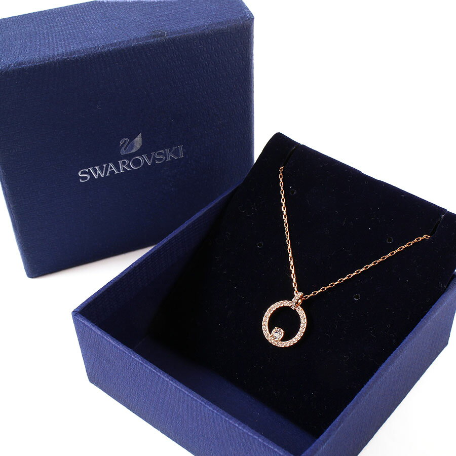 Rakuten - 【美品】SWAROVSKI スワロフスキー サークル ネックレス ラインストーン ローズゴールド ペンダント クリスタル アクセサリー