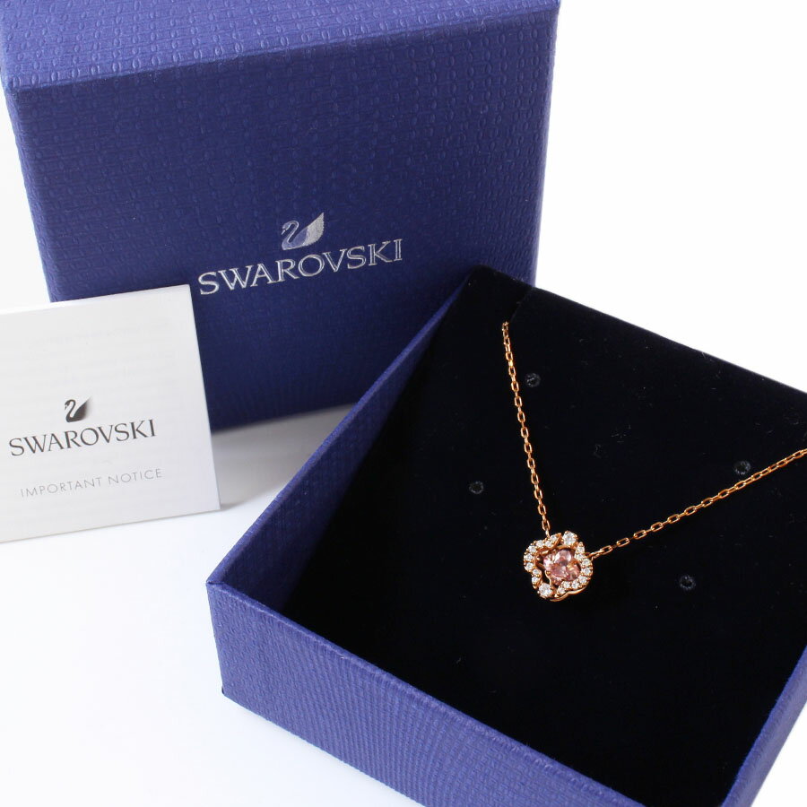 Rakuten - 【美品】SWAROVSKI スワロフスキー クローバー ネックレス ラインストーン ローズゴールド ピンク ペンダント クリスタル アクセサリー