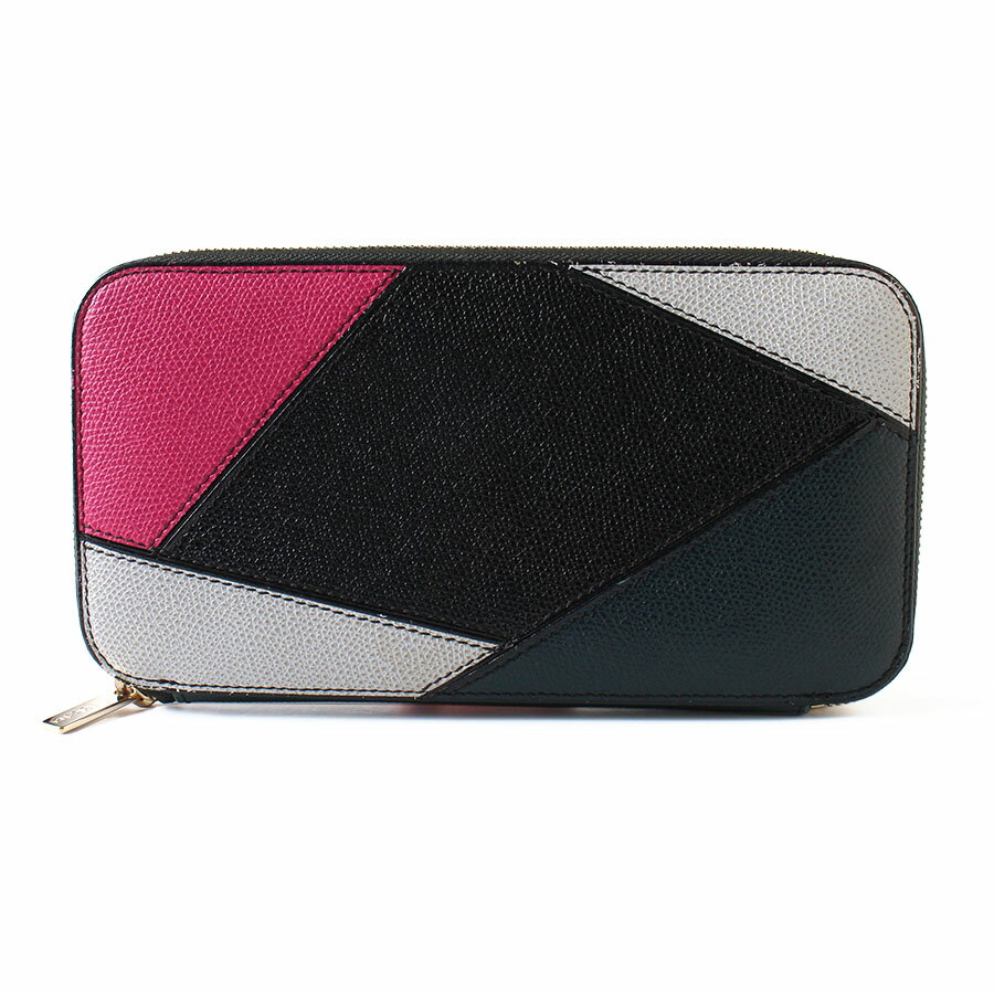 Rakuten - 【美品】MARTINO GAMPER × Valextra マルティーノガンパー × ヴァレクストラ レザー 長財布 ラウンドジップ ラウンドファスナー Patchwork Wallet パッチワークウォレット ピンク×ブラック×マルチカラー イタリア製