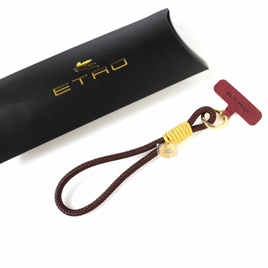 Rakuten - 【極美品】ETRO エトロ ストラップ ブラウン×ゴールド 茶 キーリング キーホルダー
