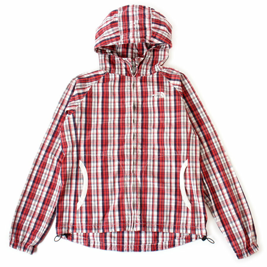 樂天商城 - 【美品】THE NORTH FACE ザノースフェイス コンパクト コットン ジャケット ジップブルゾン フード付き M チェック柄 レッド系 赤系 APW11001