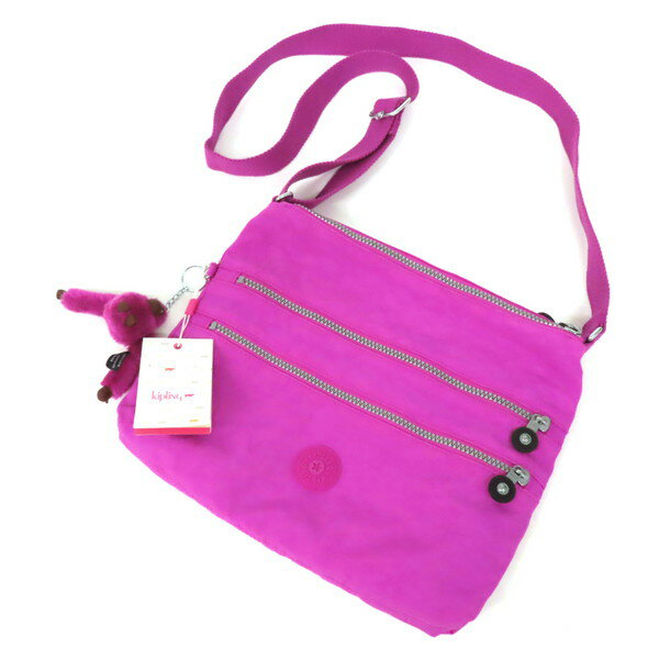 Rakuten - 【未使用】kipling キプリング ショルダーバッグ ボディバッグ クロスボディ ナイロン Wファスナー ロゴパッチ ゴリラチャーム付き ピンク レディース