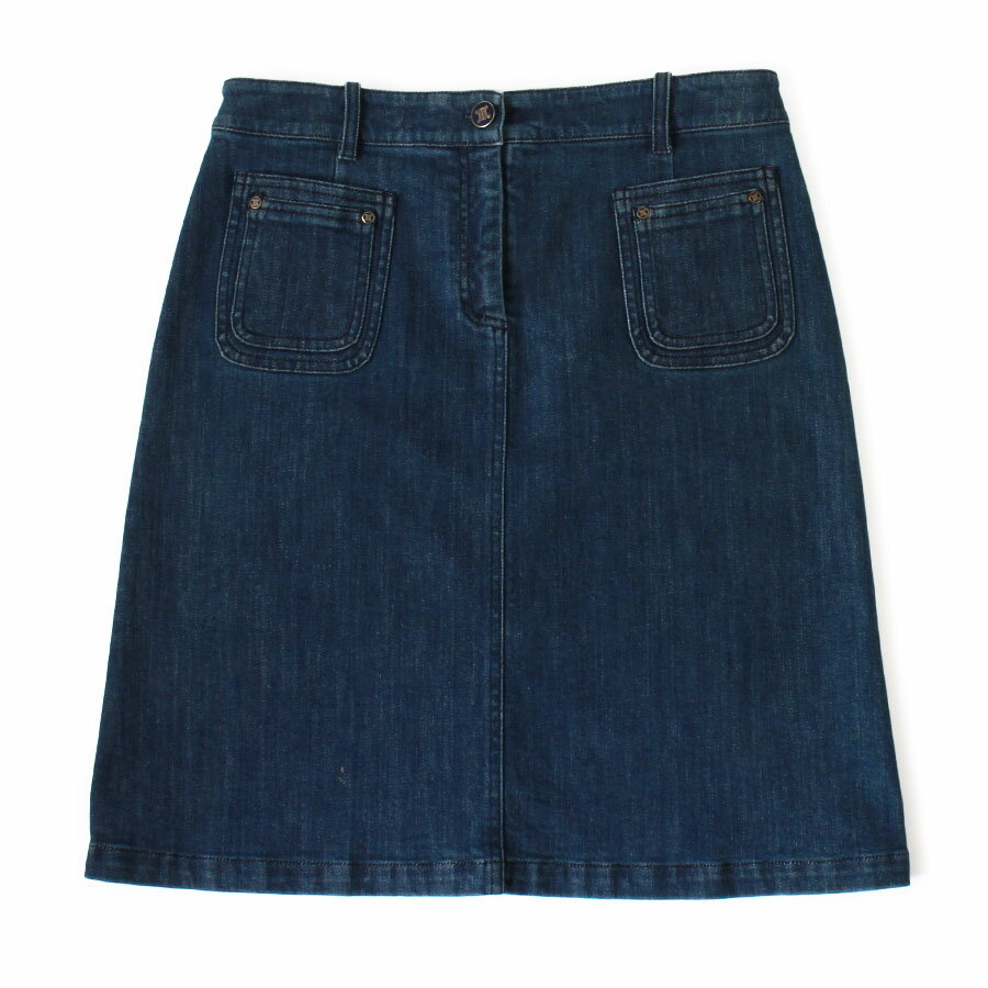 Rakuten - 【美品】CELINE セリーヌ デニム スカート トリオンフ ロゴ釦 ブルー 40 ポルトガル製