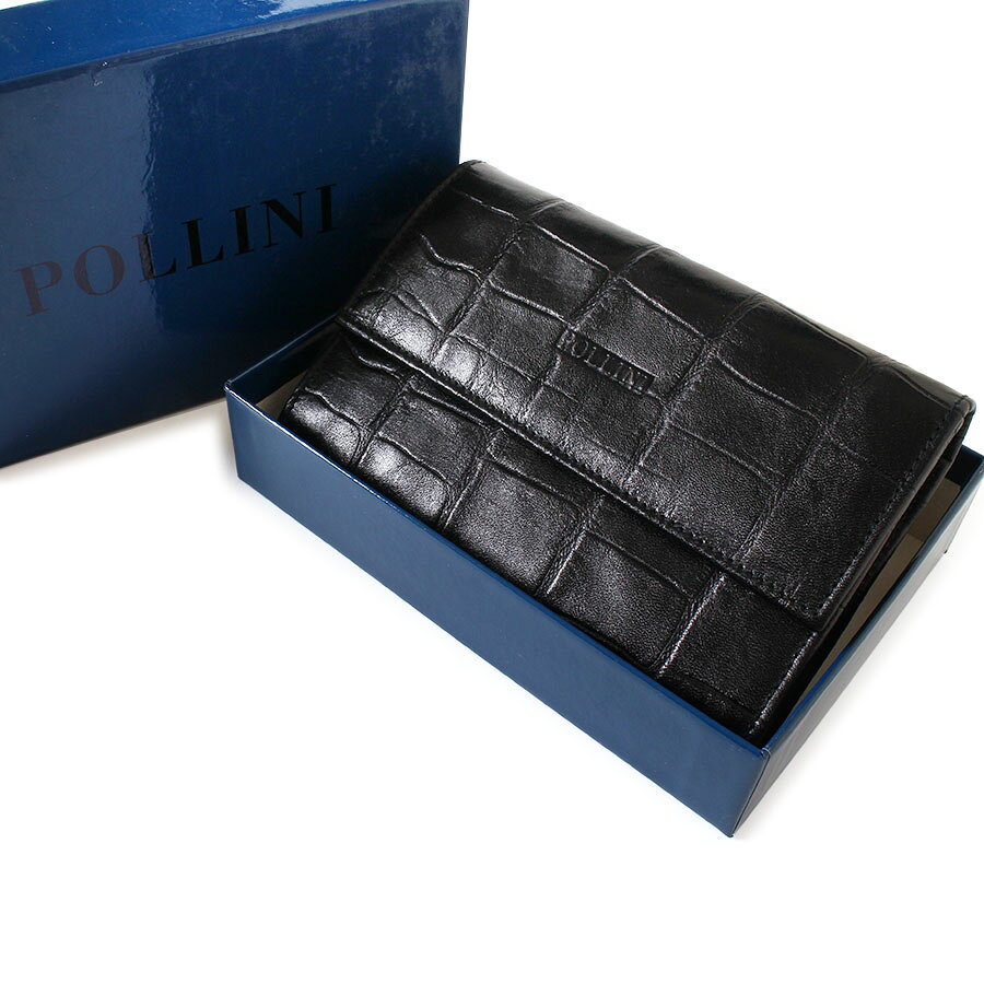 ブランド POLLINI / ポリーニ サイズ 縦10.5cm、横14.5cm、マチ3cm ※採寸には誤差が生じる場合があります。 カラー ブラック ※画面上と実物では多少色具合が異なって見える場合がございます。 仕様 内装：札入れ×1、小銭入れ×1、ポケット×3、カード入れ×3 商品の状態 ランク：N ＜状態ランク表＞ &nbsp;N 新古品 　未使用 &nbsp;S 中古品 　未使用に近い &nbsp;A 中古品 　目立った傷や汚れなし &nbsp;B 中古品 　やや傷や汚れあり &nbsp;C 中古品 　傷や汚れあり &nbsp;D 中古品 　全体的に状態が悪い ※注意事項 ・商品の状態やランクに関しましては当店独自のランク付けをしております。 必ず画像をよく確認してからのご購入をお願いします。 ・商品のお色に関しましては、ご覧になっているモニターや設定によって見え方が変わります事をあらかじめご了承下さい。 ・状態が未使用品でも長期保管により多少のキズ、汚れがある場合がございます。 ・顕著な汚れや目立つキズは撮影しておりますが、微小な部分については撮影しきれていない場合がございますので何卒ご容赦ください。 ・においに過敏な方はご購入をお控えください。 ・付属品の状態につきましての記載は省略させていただいております。付属品の状態を理由とした返品対応はお受けしておりません。気になる点がある場合には必ずご購入前にご確認、お問い合わせください。 ・厳正に商品チェックをしていますが、中古品のため汚れや傷を見落とす場合もあるかと思われます。トラブルを避けるため、完璧なお品を求められる方はご購入をお控えください。 ・USED商品ですので、ご理解のある方のご購入をお願いします。