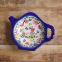 ポーランド食器 ポーリッシュポタリー ティーバッグトレイ はりねずみ りんごの実 花柄 v324-u499