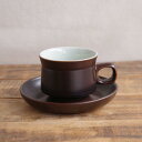 デンビー ダークブラウン カップ&ソーサー DENBY シンプル チョコレート色 おしゃれ 渋め #230902-1~3 ヴィンテージ 食器 イギリス 【海外直輸入中古品】