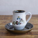 DENBY Shamrock デンビー シャムロック コーヒーカップ&ソーサー トールタイプ クローバー柄 #250528-1~4 【海外直輸入中古品】