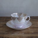 【SALE】Dorchester ドーチェスター ピンク ゴールド 三角模様 コーヒーカップ ソーサー レトロ #220730-5 【海外直輸入中古品】