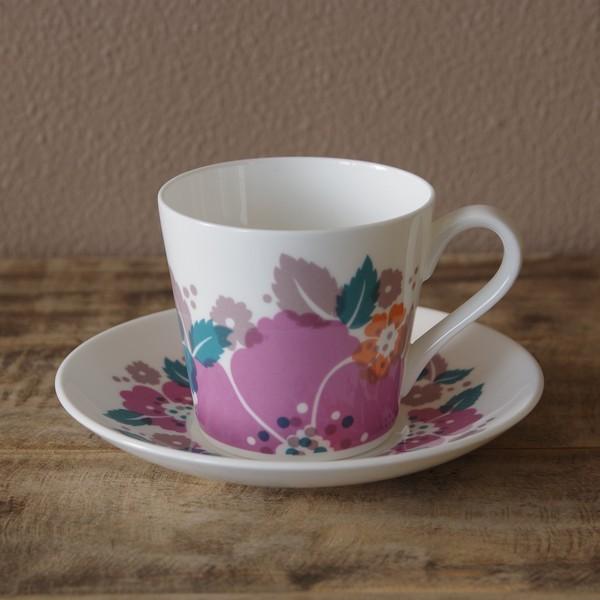 イギリス ヴィンテージ 食器 コーヒーカップ ソーサー レトロ 花柄 ロイヤルトスカン タスカン オーロラ #190702 【海外直輸入中古品】