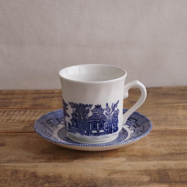 ロイヤルウェセックス ブルーウィロー コーヒーカップ ソーサー Royal Wessex アンティーク #220517-4 【海外直輸入中古品】