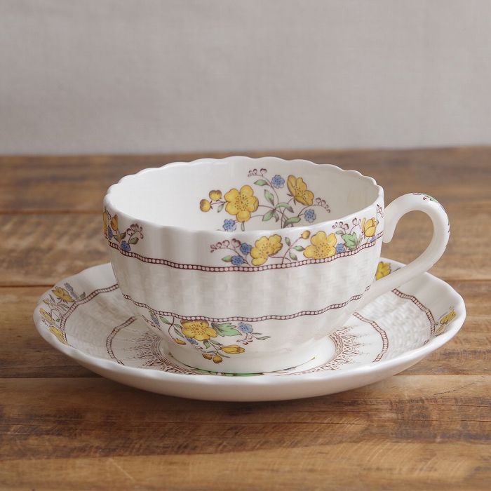 スポード バターカップ ティーカップ ソーサー Spode Buttercup きんぽうげ 花柄 #250904-12【海外直輸入中古品】