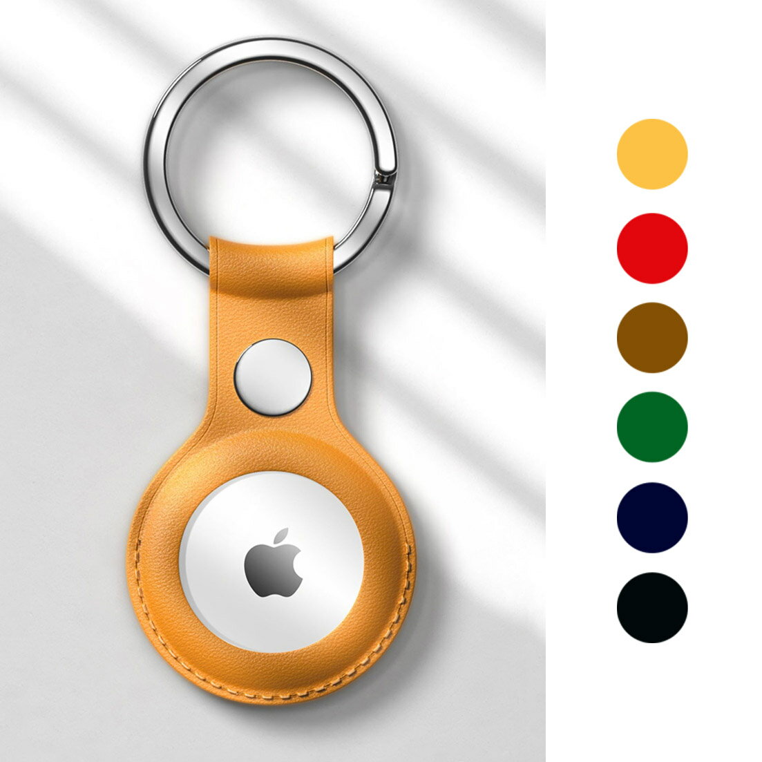 AirTag エアタグ ホルダー ケース カバー PUレザー キーリング キーチェーン iPhone iPad カラビナ ストラップ 保護 Apple