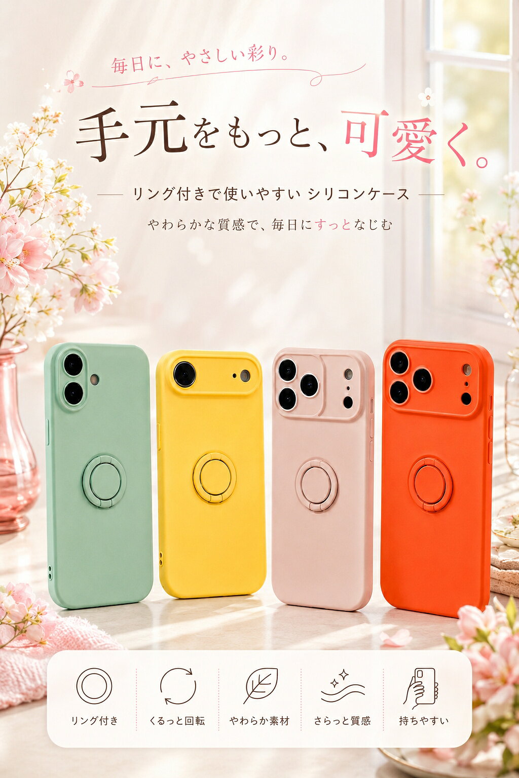 【全品20％OFF】iPhone18 ケース リング iPhone18pro ケース iPhone18promax ケース iPhone17 ケース iphone17 air ケース iPhone17Pro ケース iPhone17promax ケース カバー iPhone16 pro plus pro max iPhone15 iPhone14 ケース ストラップ付き かわいい おしゃれ flora-s-10001159 flora-house サンプル画像2