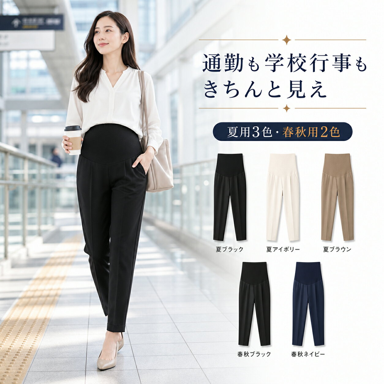 ＼レビュー特典／ マタニティ パンツ レギンス テーパード ウェア マタニティパンツ スリムフィット ボトム センタープレス 体型カバー 産前産後 妊婦 妊娠 初期 中期 オフィス 通勤 事務服 ストレッチ 仕事 フォーマル アンクル丈 きれいめ 楽ちん