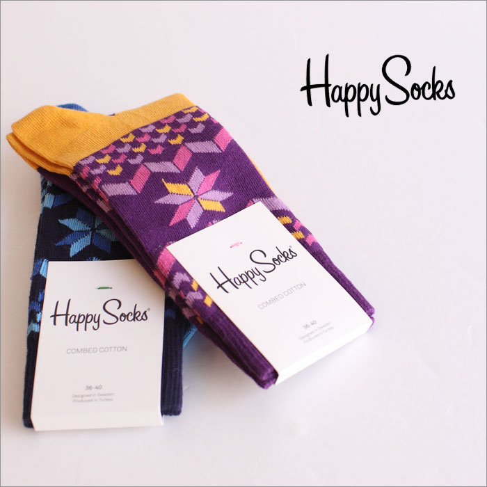 【Happy Socks−ハッピーソックス】スノーフレーク柄が可愛いSNOW FLAKE SOCK【SF12】【靴下】【レディース・メンズ】