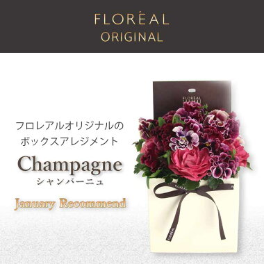 今月の花、シャンパーニュ、ボックスアレンジメント