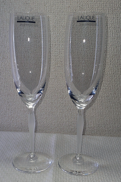 【彫刻込み価格】ラリック　100ポイント　シャンパンフルートペア【結婚祝】【出産...