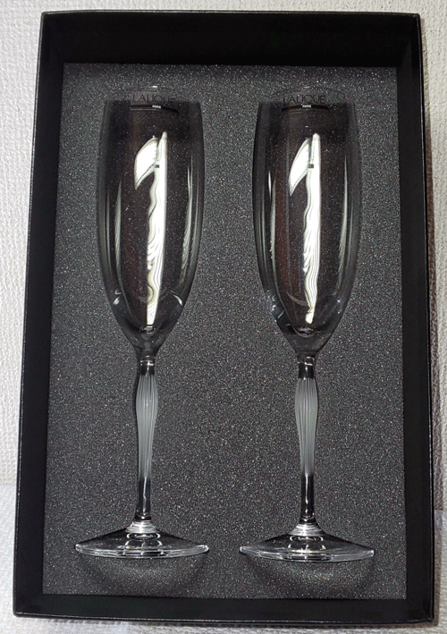 【彫刻込み価格】ラリック　100ポイント　シャンパンフルートペア【結婚祝】【出産...