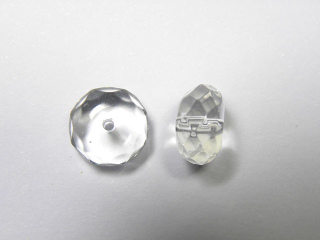 gh004　水晶 ボタン(ソロバン）カット　4x8mm、2個 ( 石・天然石・パワーストーン )