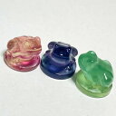 フローライト 天然石 カエル 蛙 3個セット アクリル台付き flu-frog