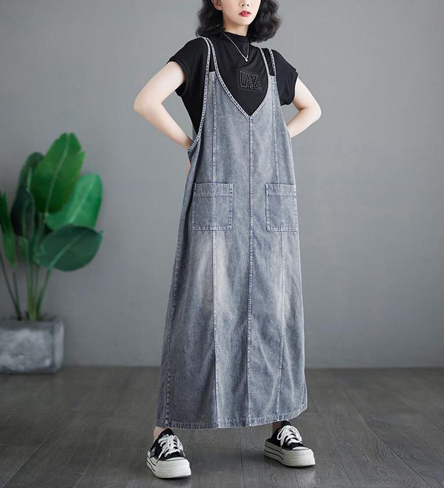 サロペット デニム デニムサロペット 大きいサイズ ワイド ロンパース ゆったり デニム オーバーオール デニムパンツ オールインワン サスペンダー キャンプ 大きいサイズ オーバーオール オールインワン 体型カバー ゆったり 春 夏 秋 無地 着痩せ オシャレ 送料無料 florentii-10002590 フロランII サンプル画像2